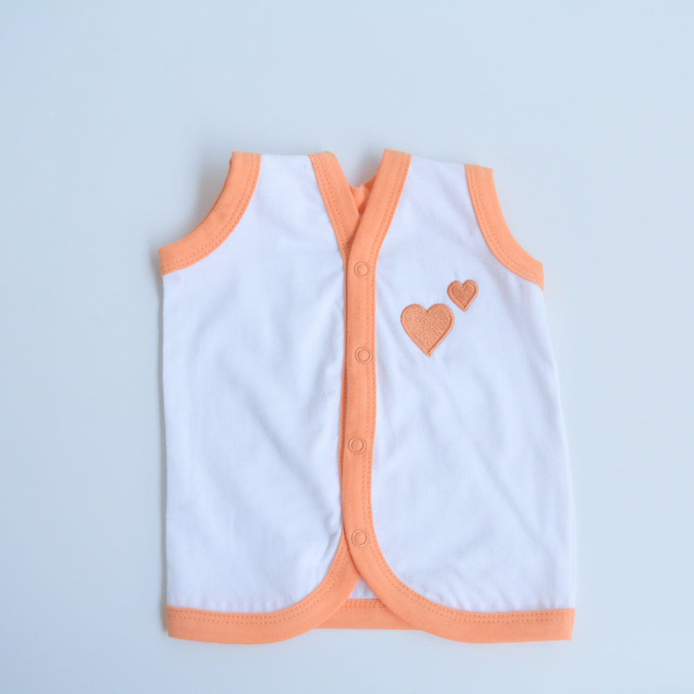 Orange Hearts - Doodle Baby Vests (Set of 2)