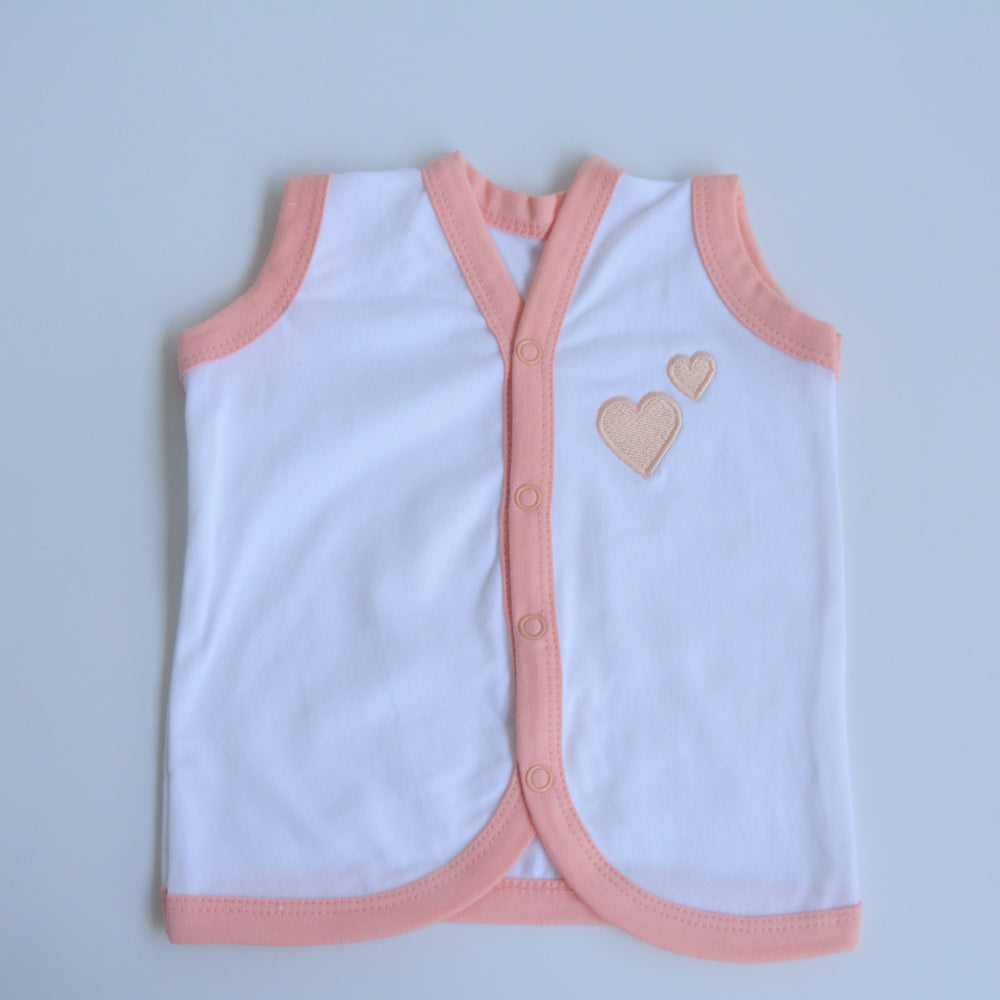 Peach Hearts - Doodle Baby Vests (Set of 2)