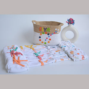 Hearts & Colours Basket - Everyday Essentials Nappy & Vest (Set of 20)