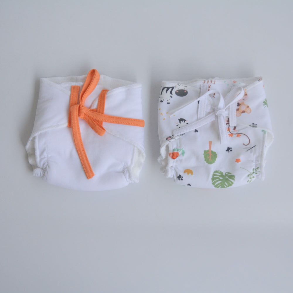 Orange Hearts - Doodle Dry Nappies (Set of 2)