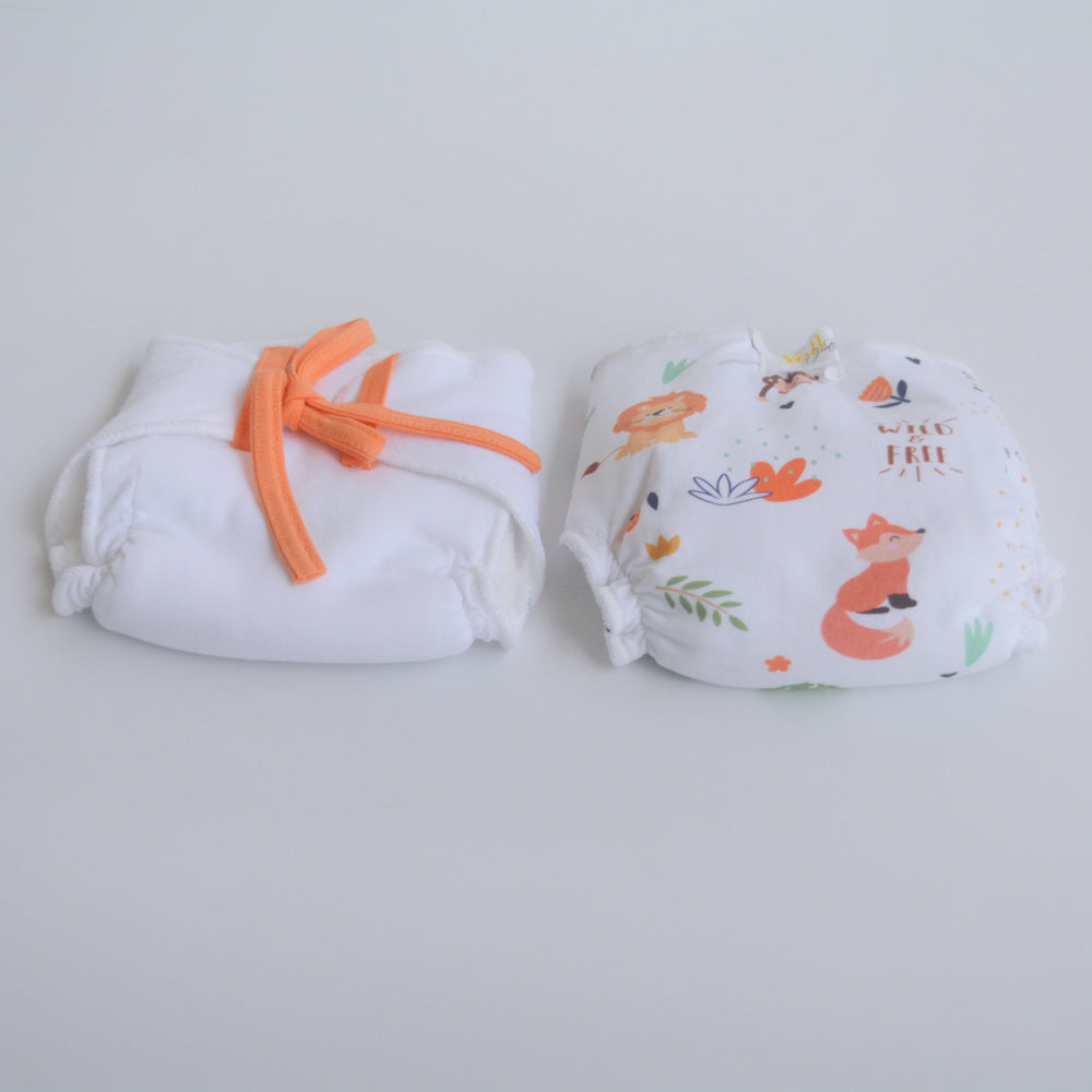 Orange Hearts - Doodle Dry Nappies (Set of 2)