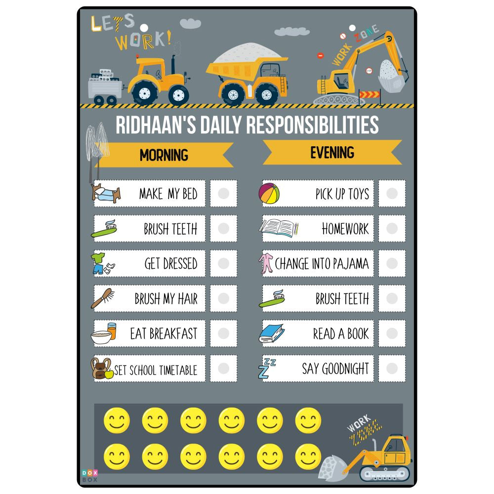 Daily Responsibility Chart -Construction Vehicle