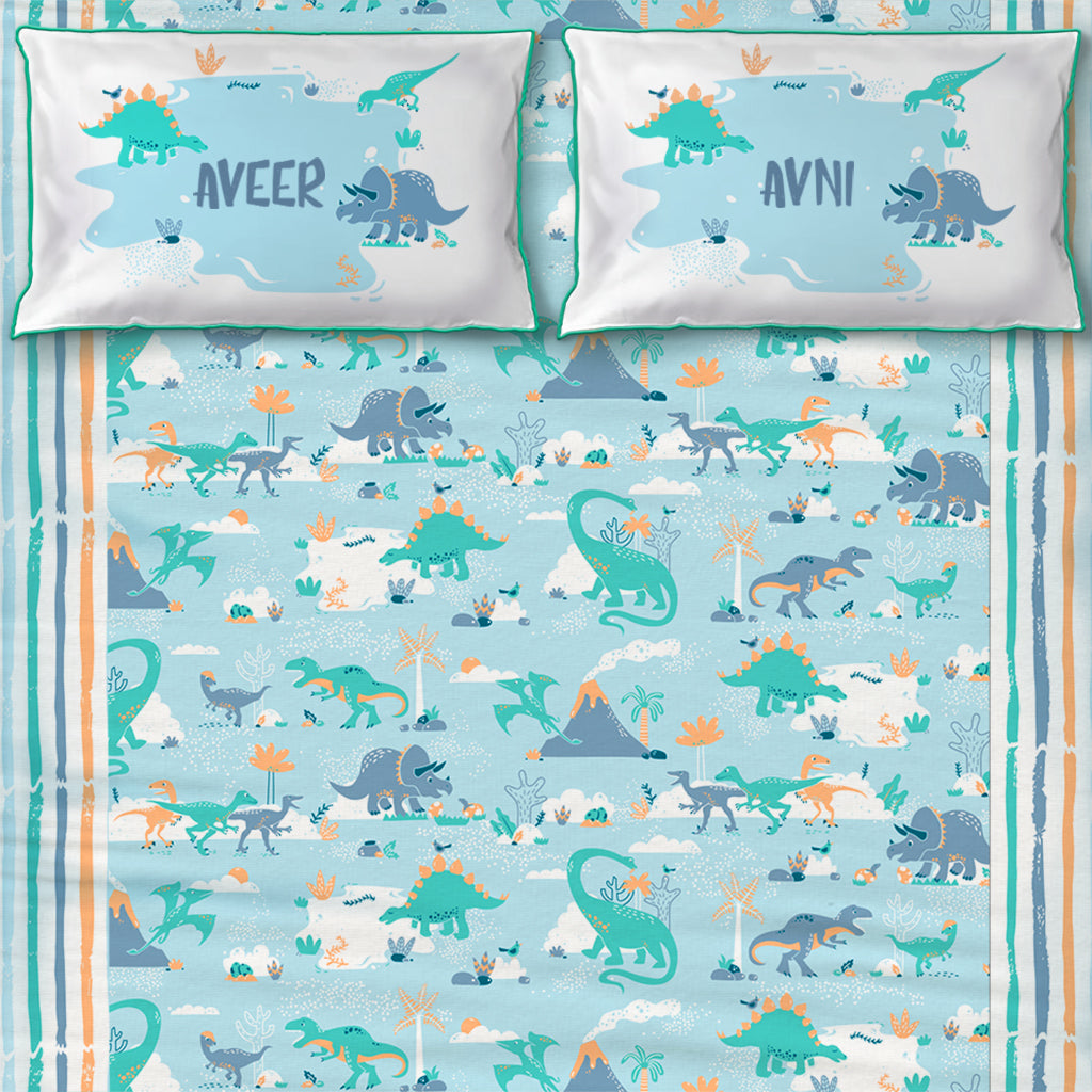 Bedsheet Set - Snooze & Roar Dinosaur - Single/Double Bed Sizes Available