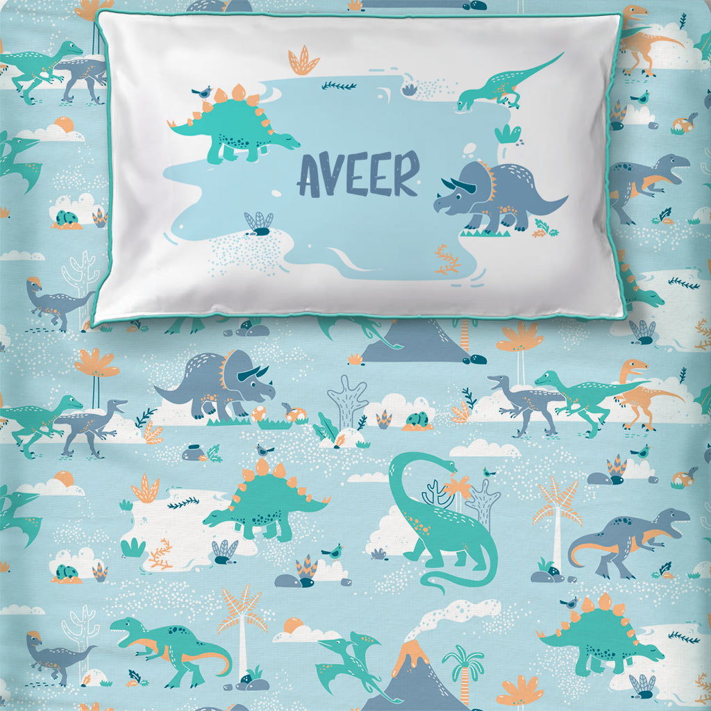 Bedsheet Set - Snooze & Roar Dinosaur - Single/Double Bed Sizes Available