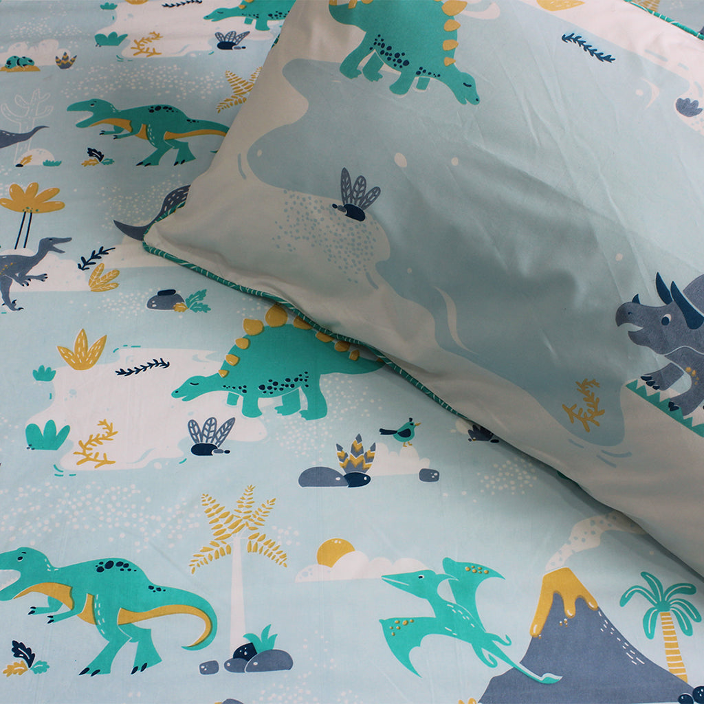 Bedsheet Set - Snooze & Roar Dinosaur - Single/Double Bed Sizes Available