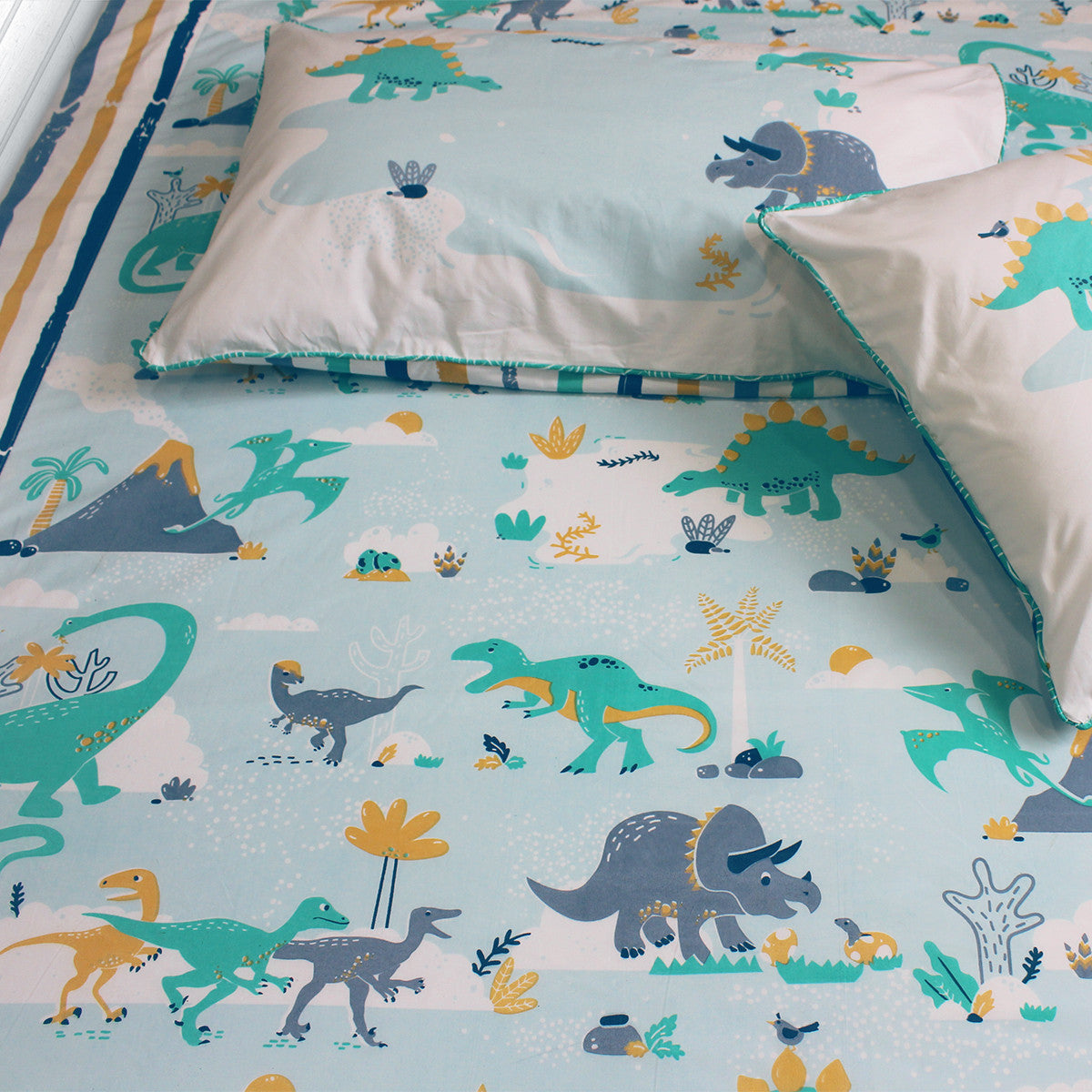 Bedsheet Set - Snooze & Roar Dinosaur - Single/Double/King Bed Sizes Available