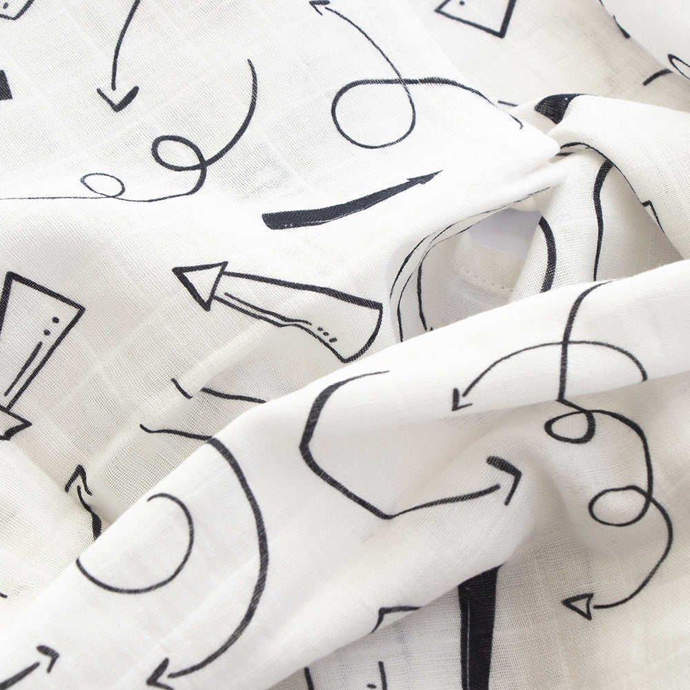Doodle Arrows - Reversible Muslin Blanket