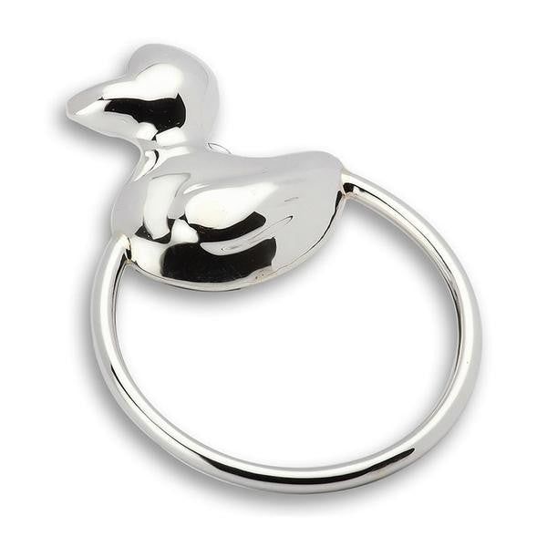 Sterling Silver Gift Set - Duck Ring Rattle & ID Bracelet