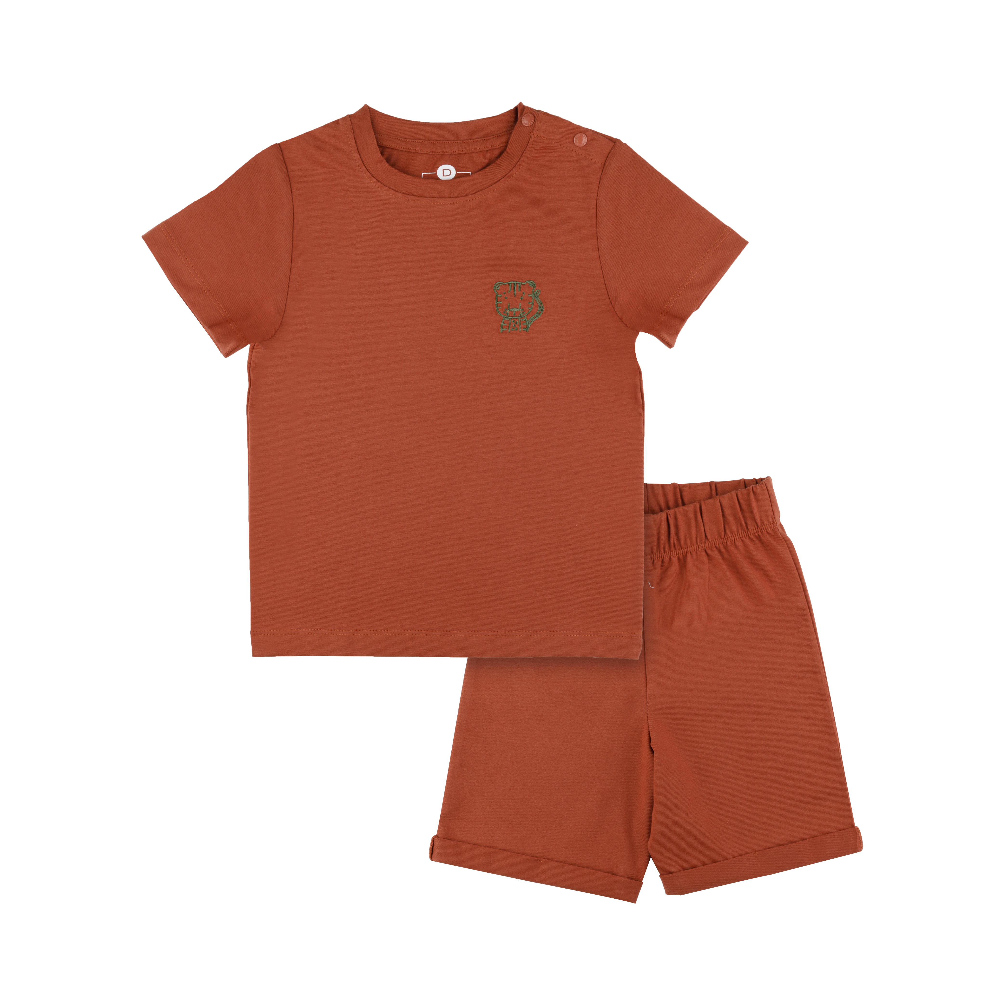 Dulaar Organic Tee & Shorts Co-ord Set - Brick Red