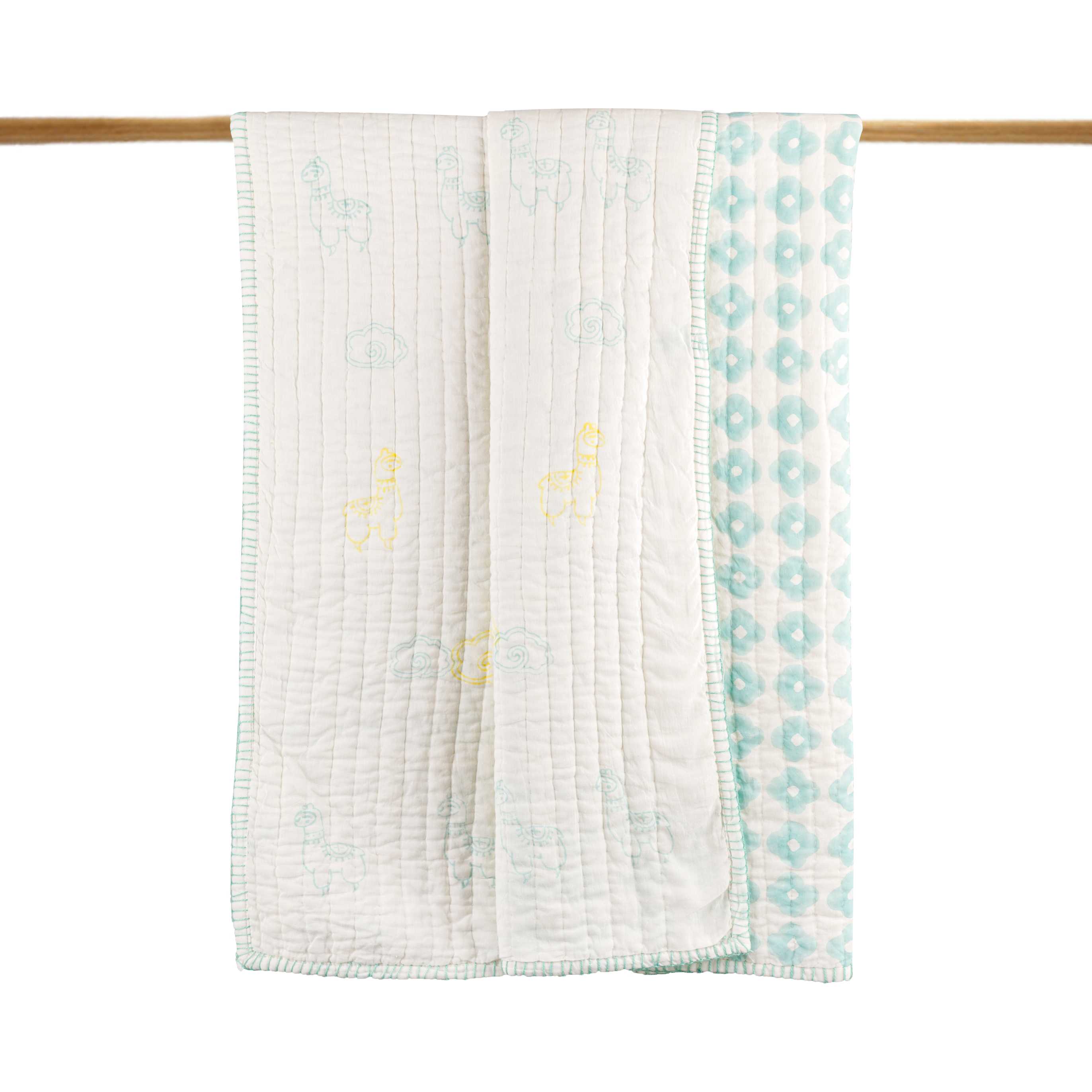 Dulaar Reversible Mulmul Quilt | Hand-Block Printed - Llama Love