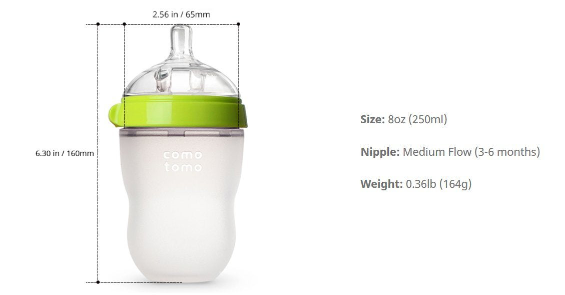 Comotomo Silicone Feeding Bottle 250ml, Green