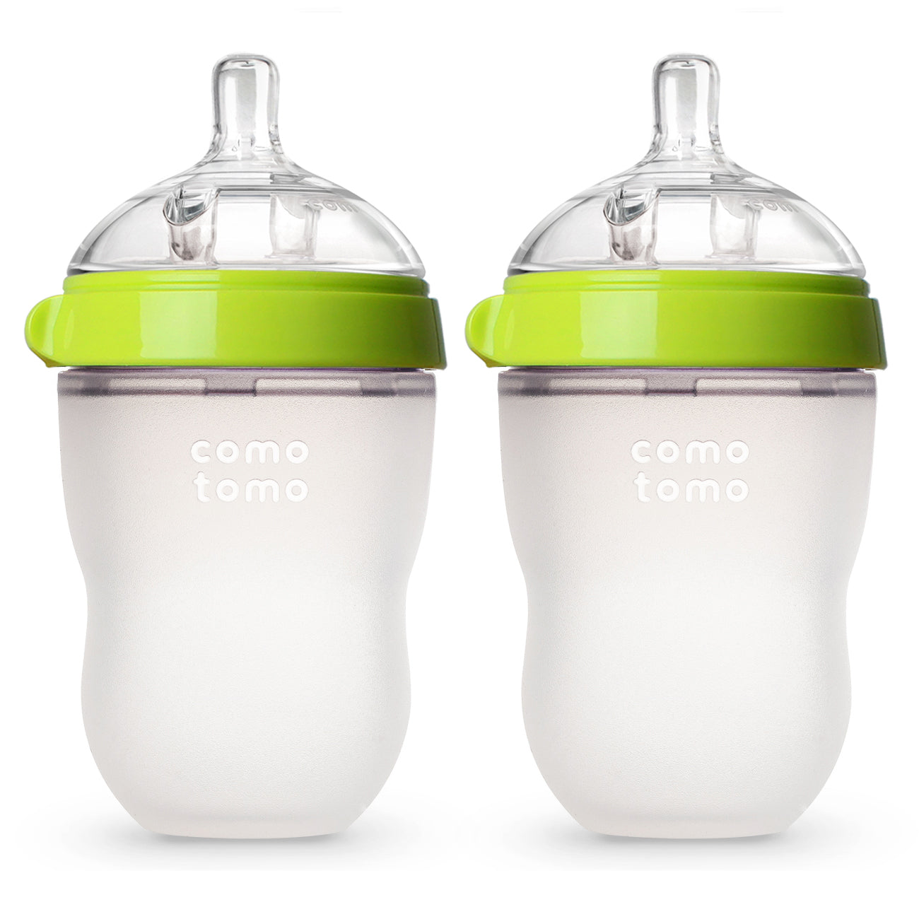 Comotomo Silicone Feeding Bottle 250ml, Green (Twin Pack)