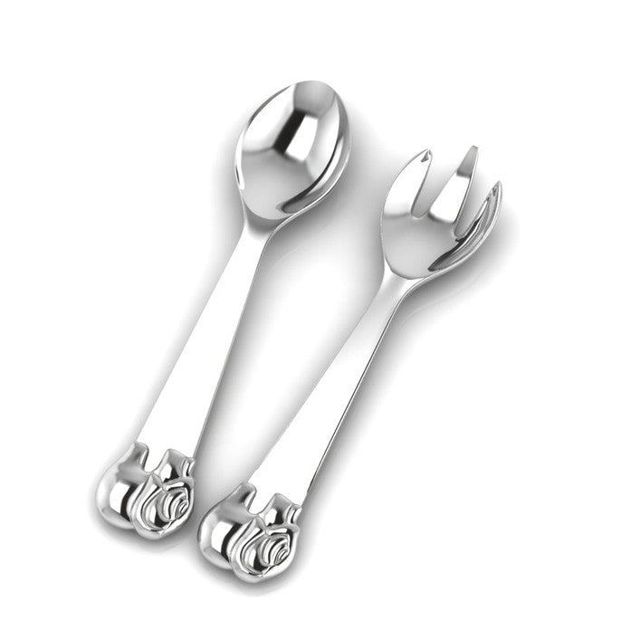 Sterling Silver Spoon/Fork Set - Elephant