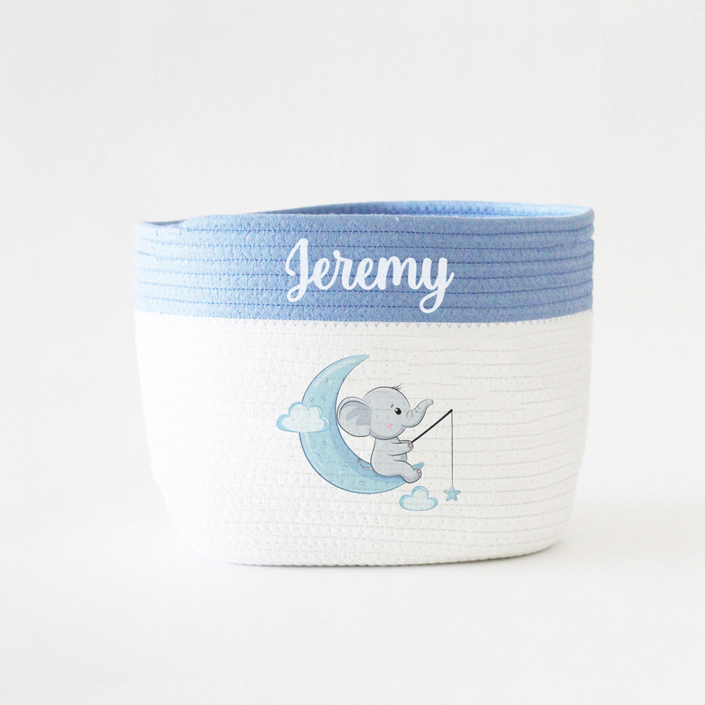 Personalized Storage Basket - Ellie Theme - Blue - Small, Medium