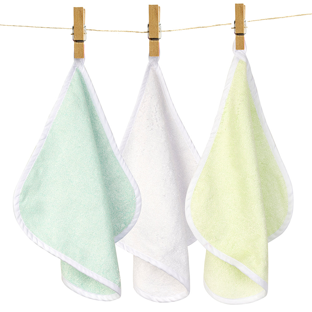 FancyFluff Pack of 3 Bamboo Cotton Washcloth - Blue