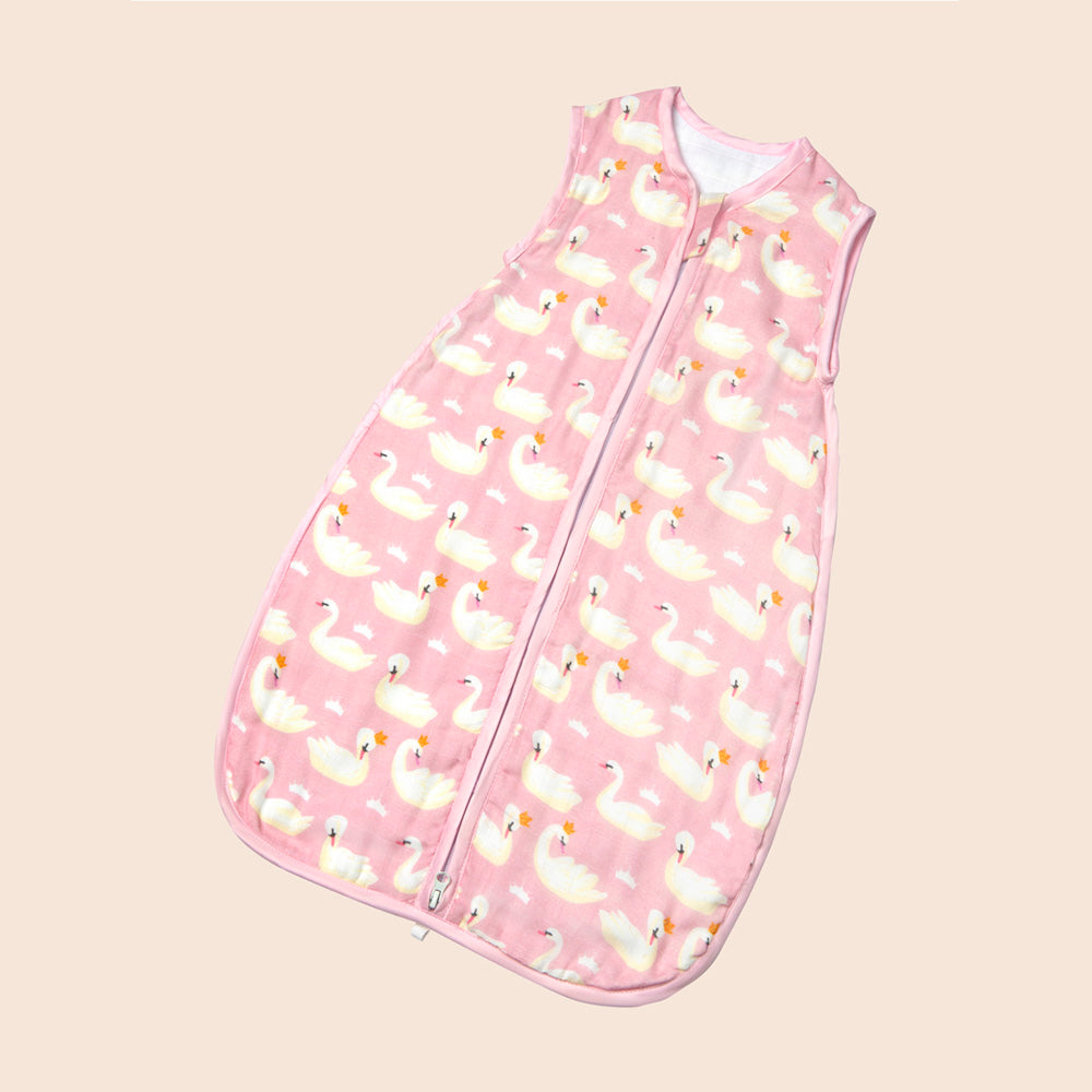 Fancy Fluff Bamboo Muslin Sleeping Bag - Swan