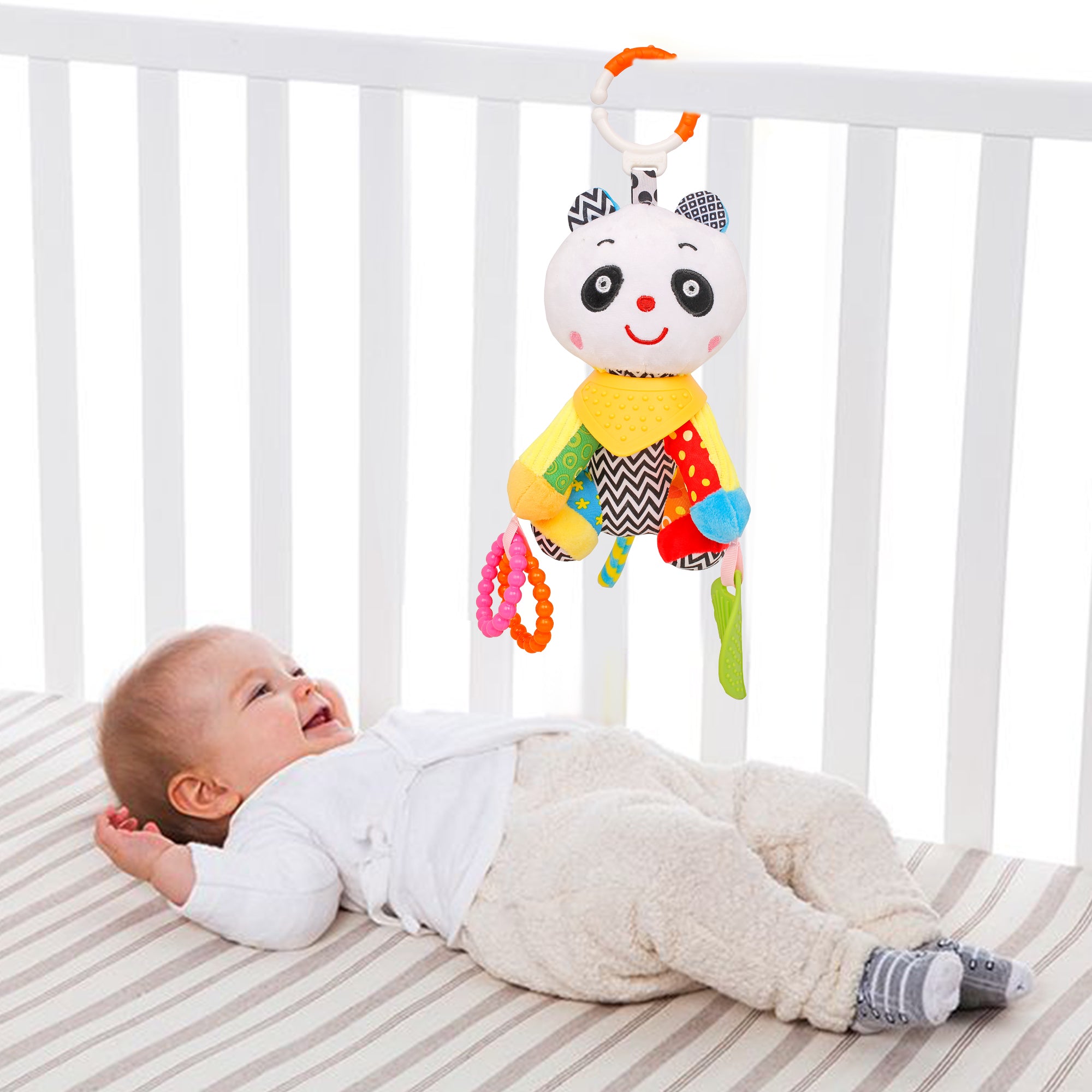 Baby Moo Panda White Premium Hanging Toy With Teether