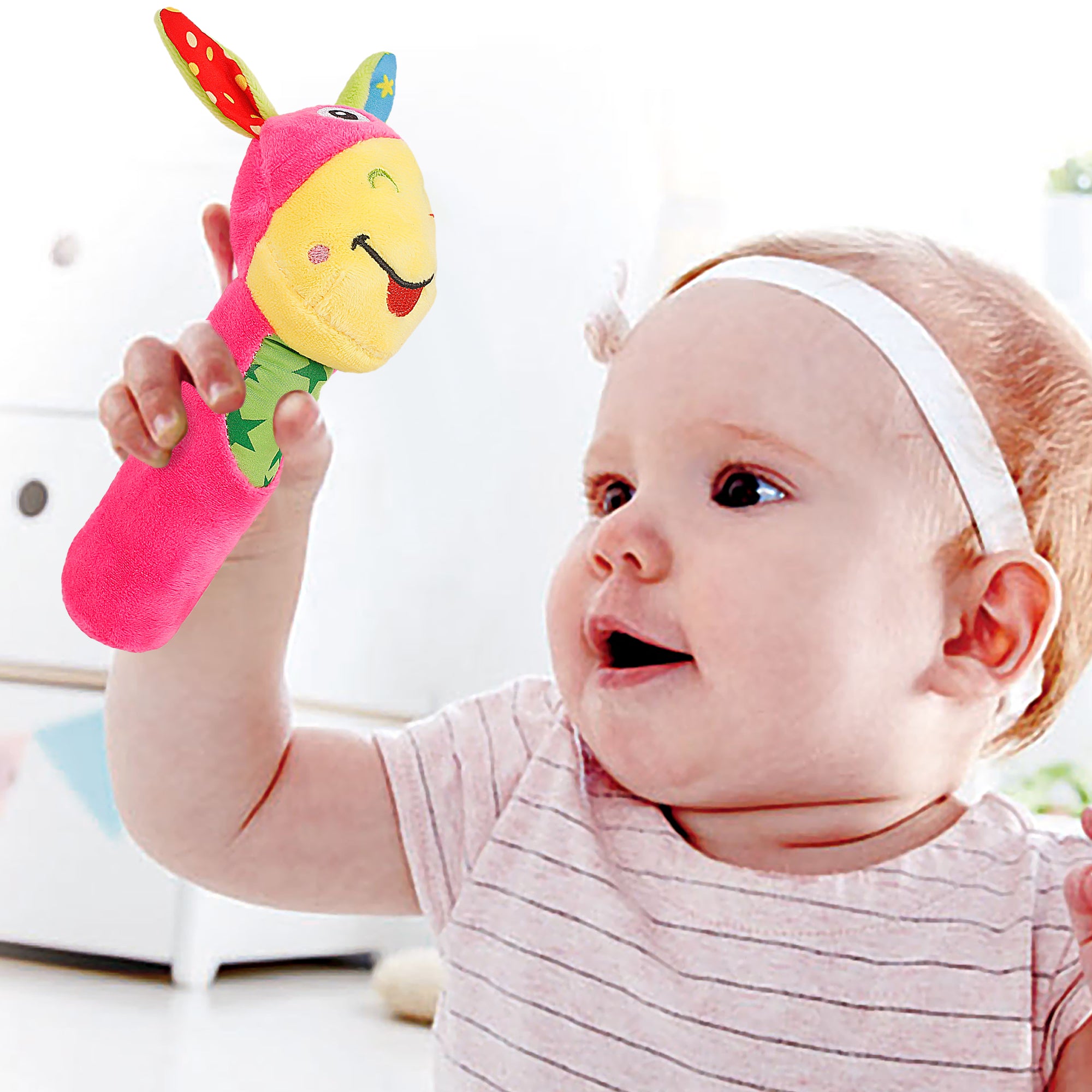 Baby Moo Smiling Star Pink Rattle