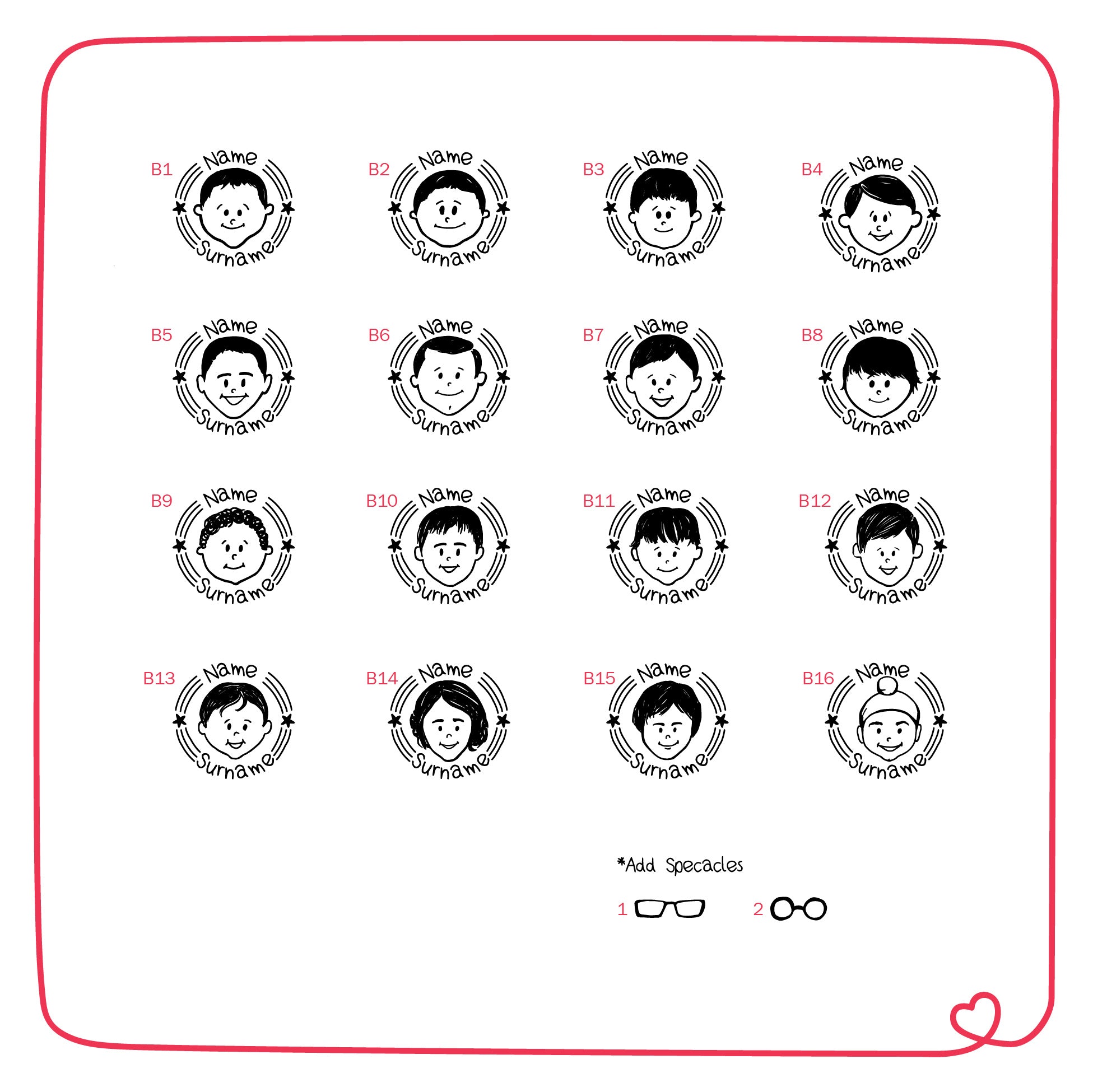 Personalised Wooden Face Stamp With Stamp Pad - Boys
