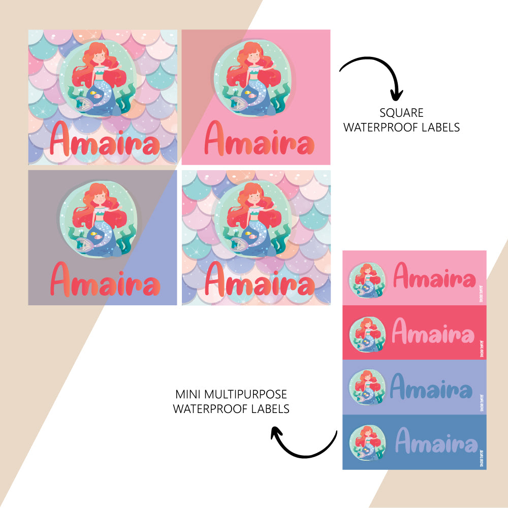 Waterproof Name Stickers - Fantasy Mermaid