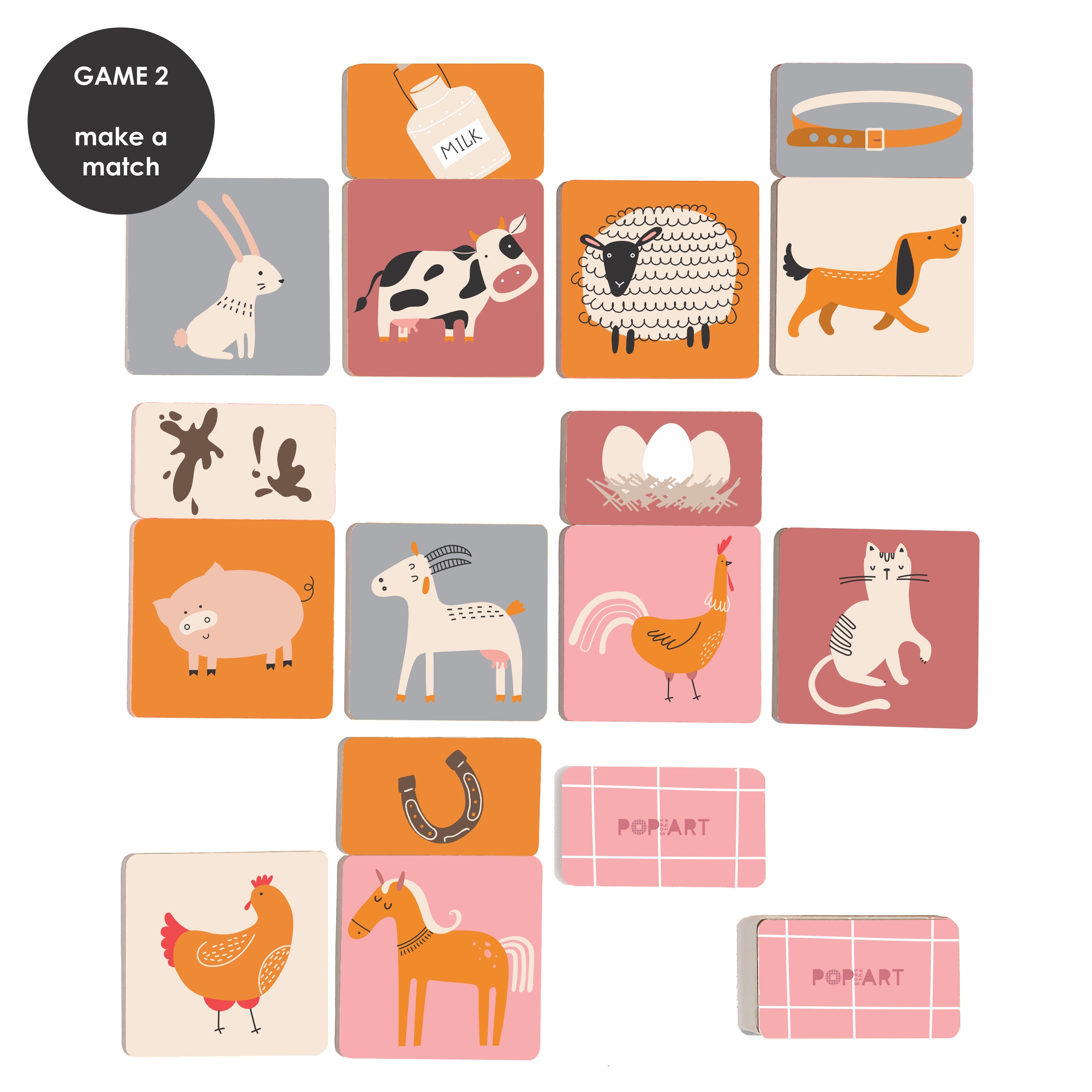 Memory and Match Game - Farm Animal