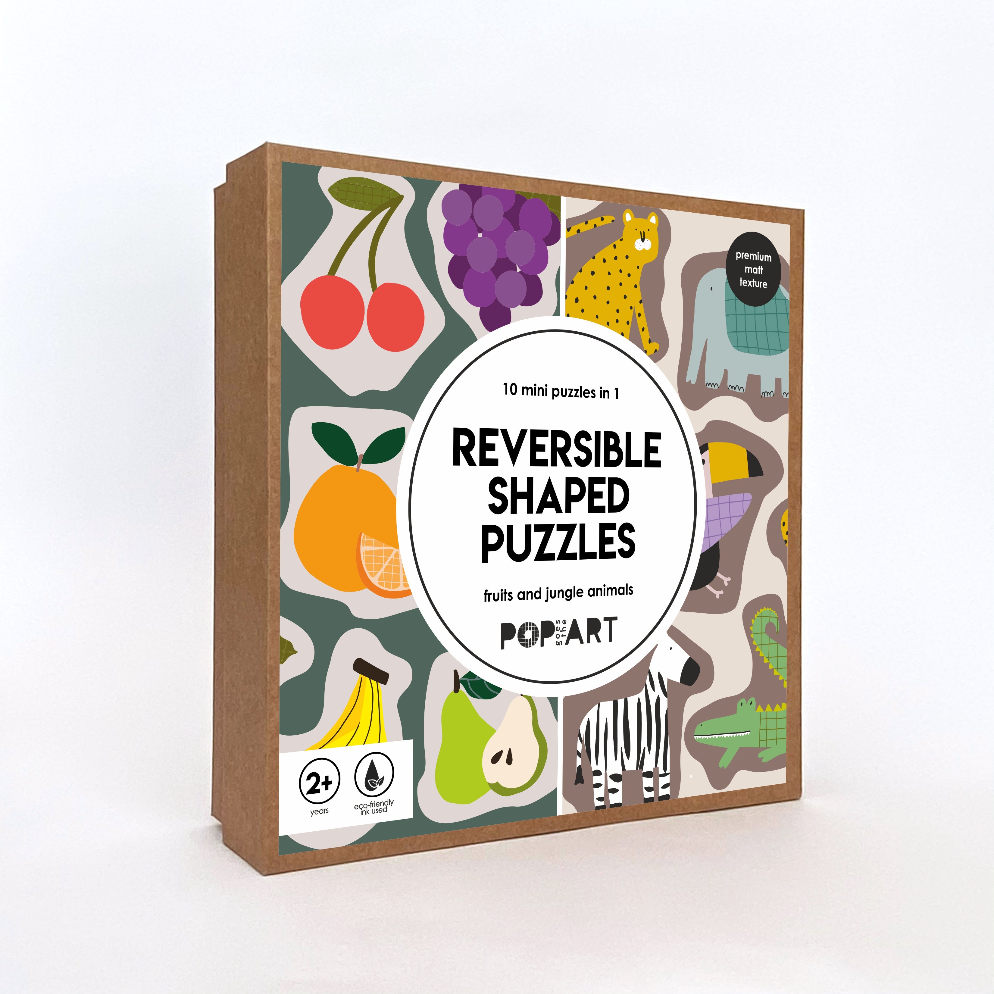 Reversible Shaped Puzzle | Fruits & Jungle Animals