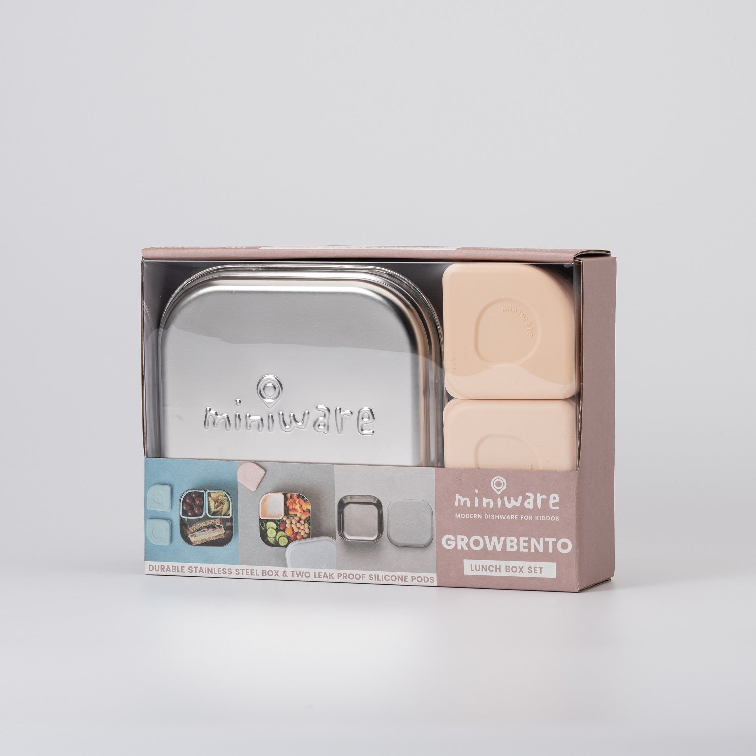 Miniware Grow Bento + 2 Silipods Lunch Box, Peach