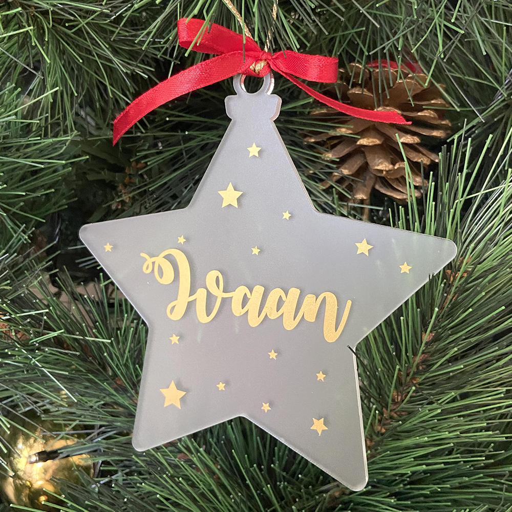 Personalised Star Shaped Frosted Christmas Ornament