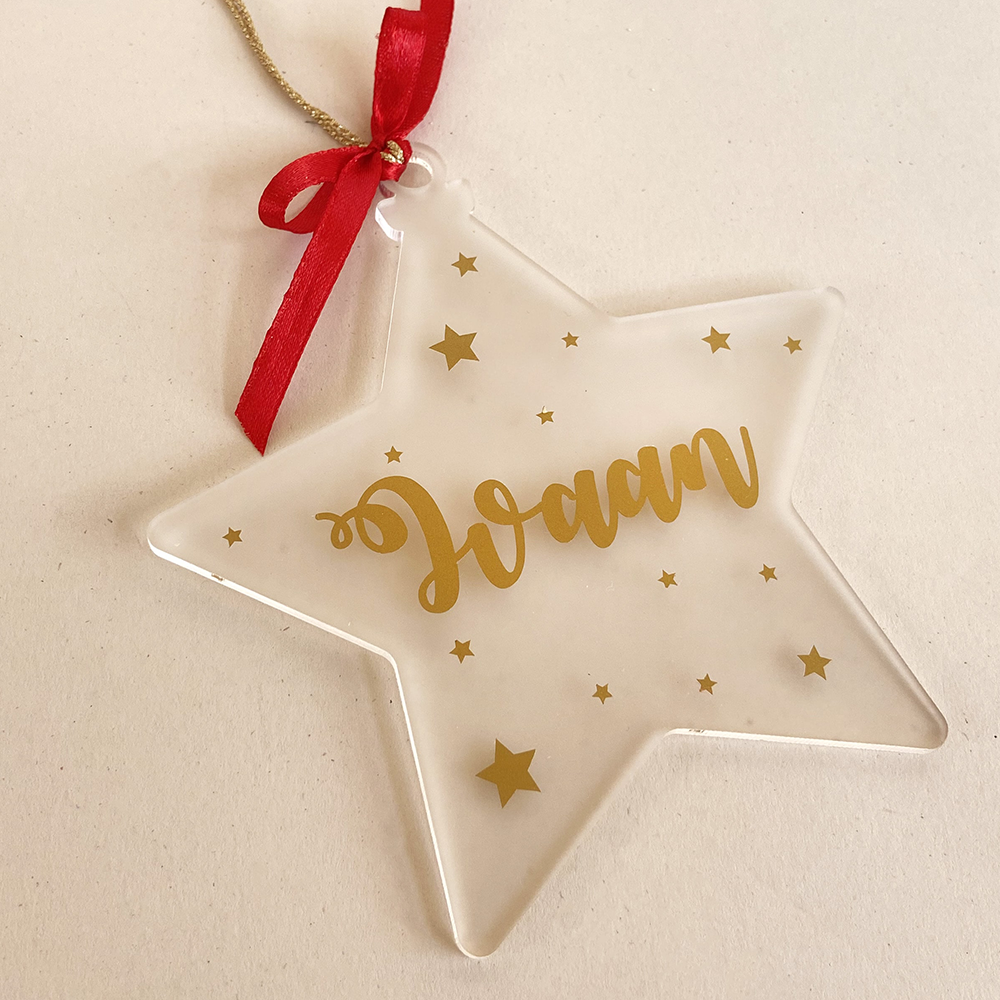 Personalised Star Shaped Frosted Christmas Ornament