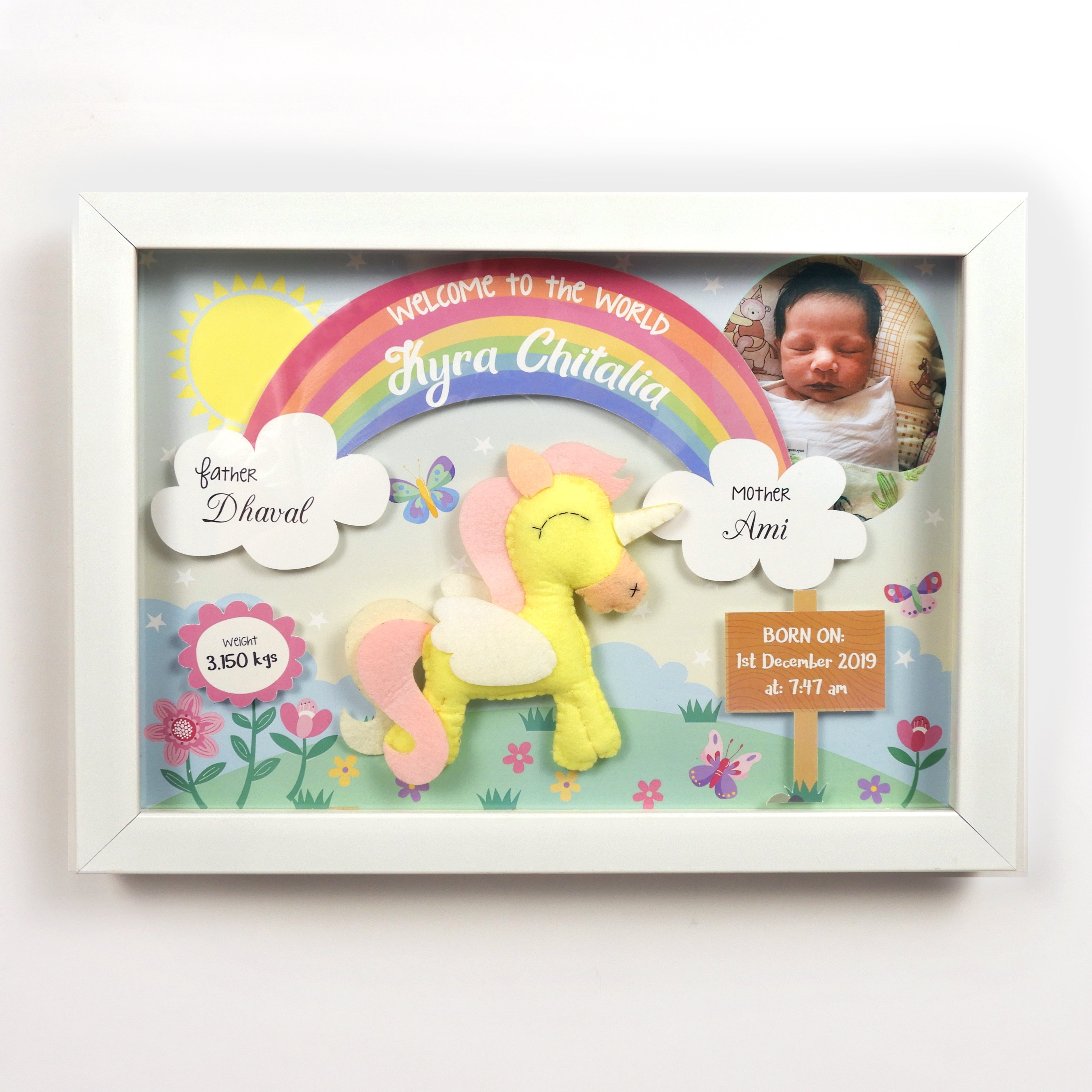 Birth Statistics Frame - Unicorn