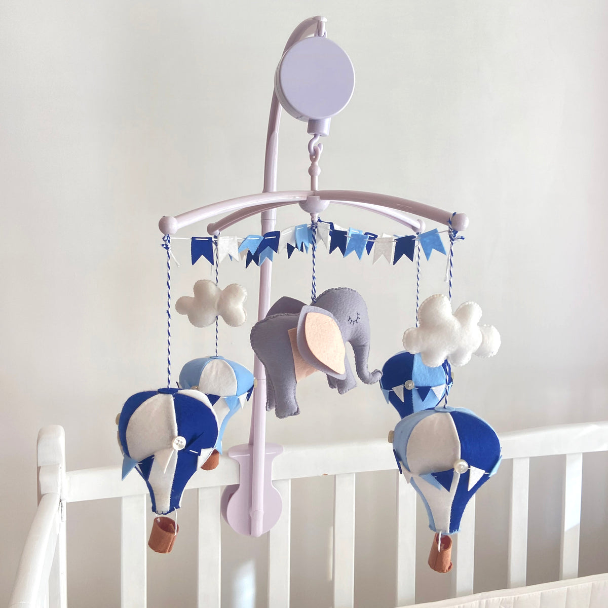 Blue Hot Air Balloon Cot Mobile