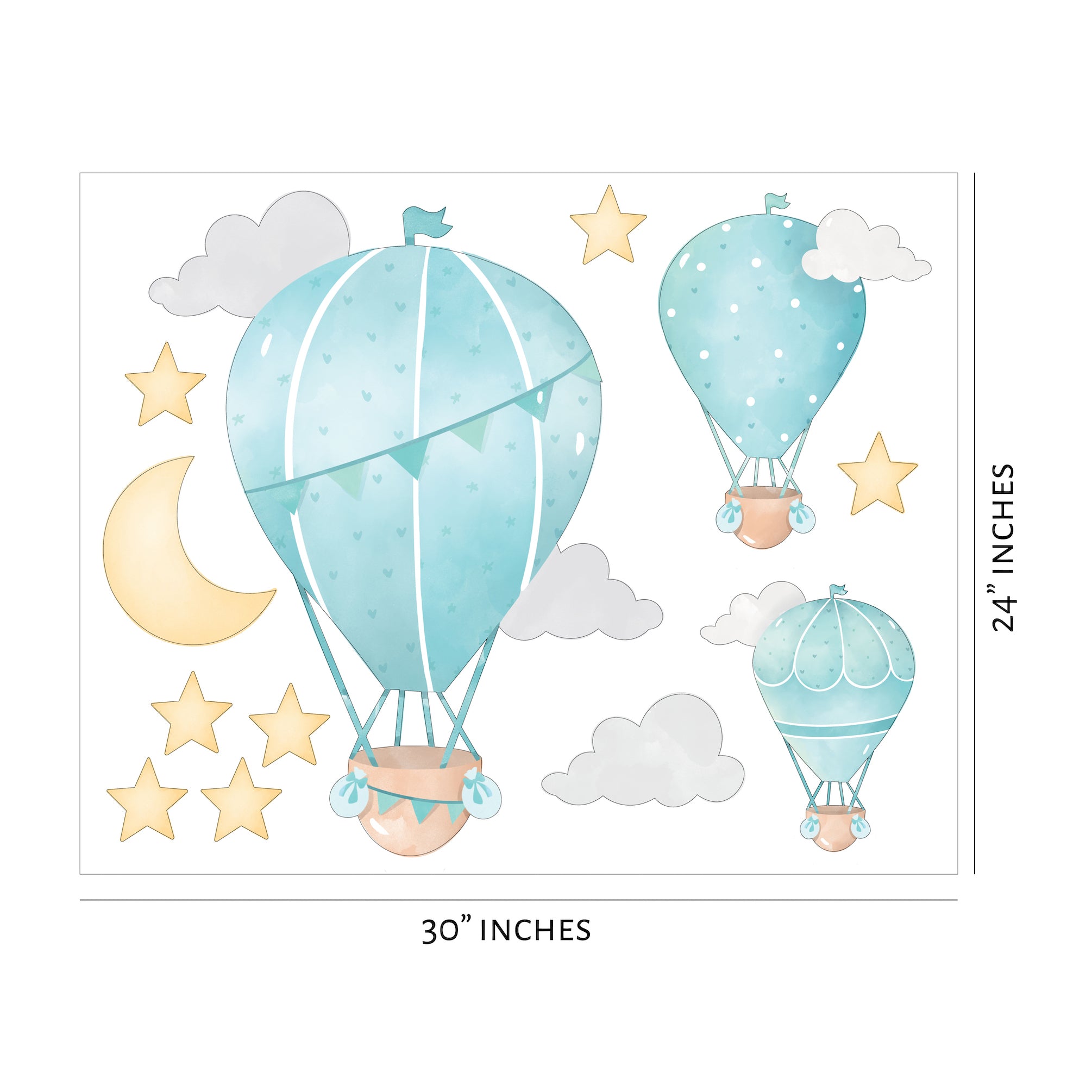 Hot Air Balloon Blue - Wall Decal Sticker- Blue