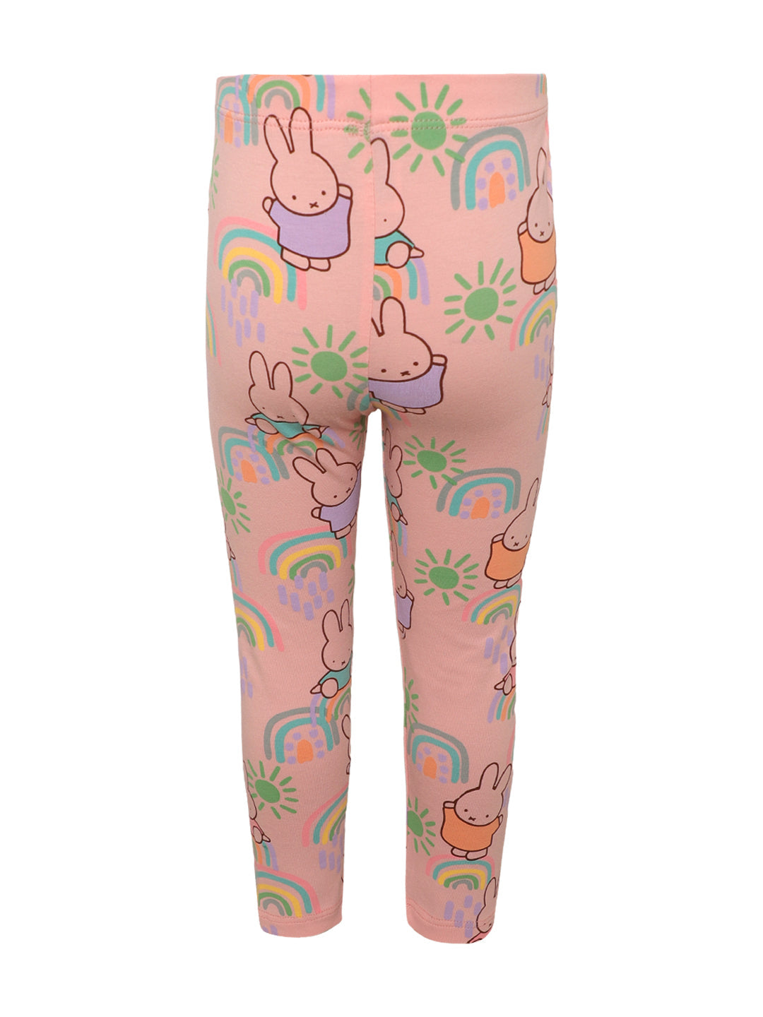 Giggles & Wiggles Girls Peach Rainbow Bunny Printed Leggings
