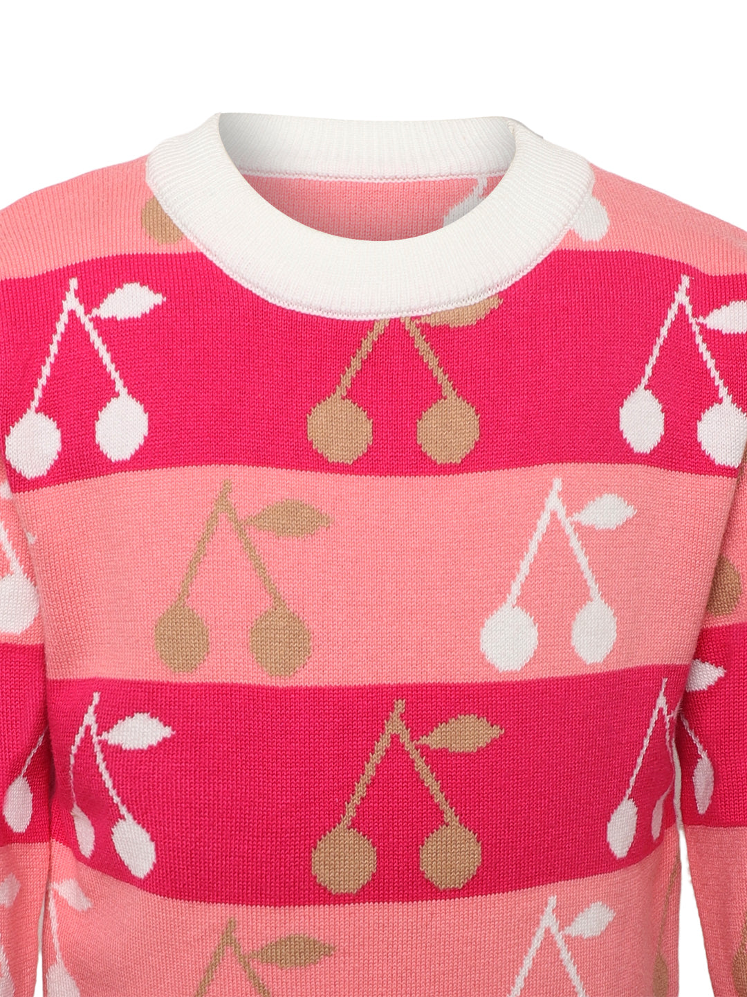 Giggles & Wiggles Girls Medium Pink Wild Berries Round Neck Stripes Sweaters