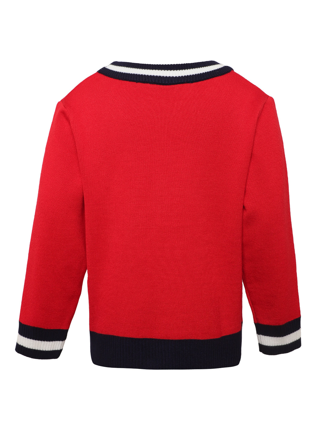 Giggles & Wiggles Boys Red Baby Club V Neck Printed Sweaters