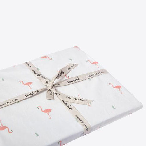 Masilo Organic Fitted Cot Sheet - Hello Flamingo