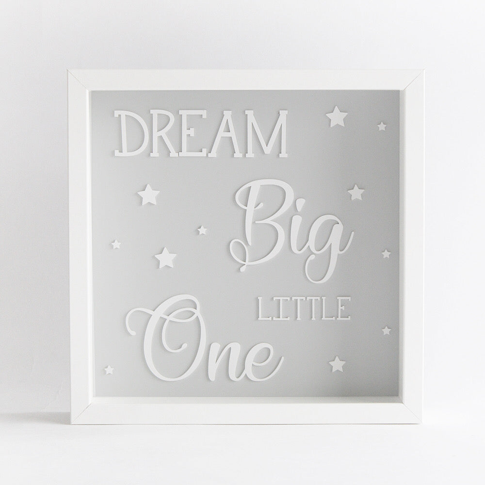 Dream Big Little One Frame - Blue/ Grey/ Pink