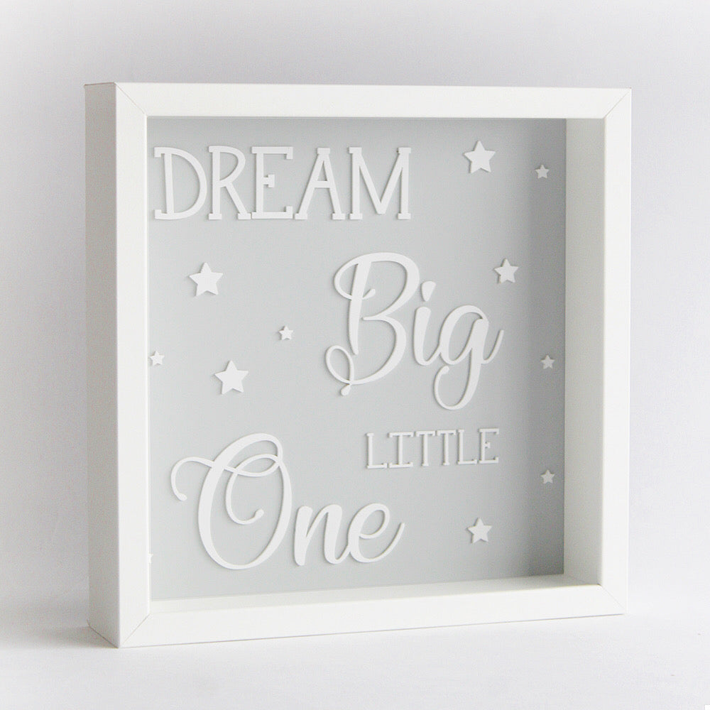 Dream Big Little One Frame - Blue/ Grey/ Pink