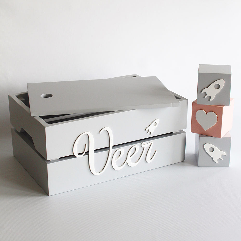 Personalised Name Box, Grey