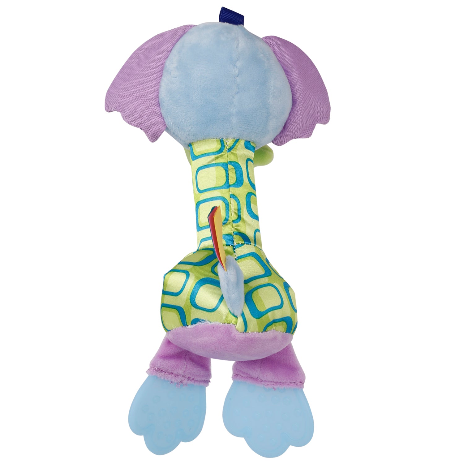 Baby Moo Elephant Blue And Purple Soft Rattle With Teether