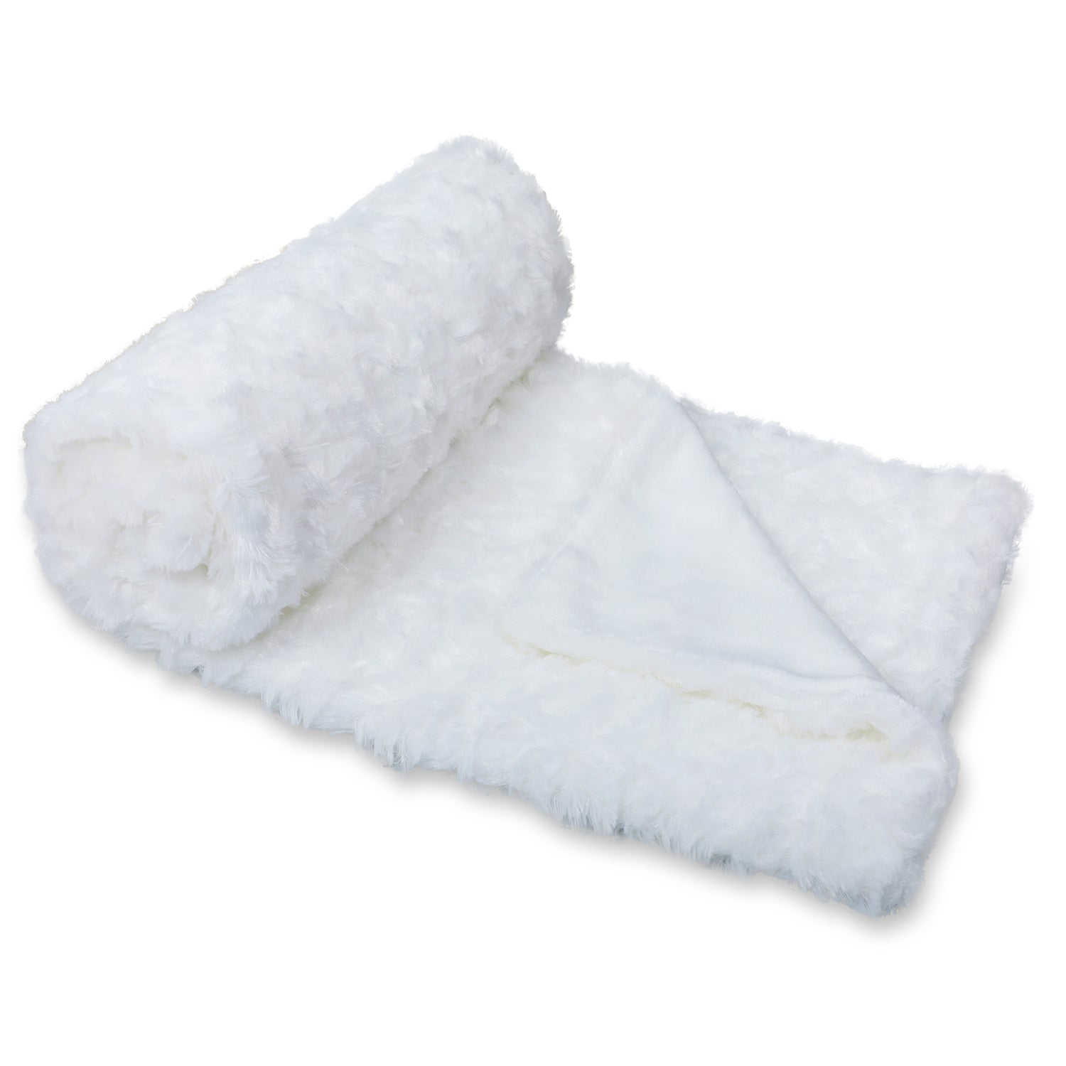 Baby Moo Swirl Fur Luxurious Blanket - White - Baby Moo