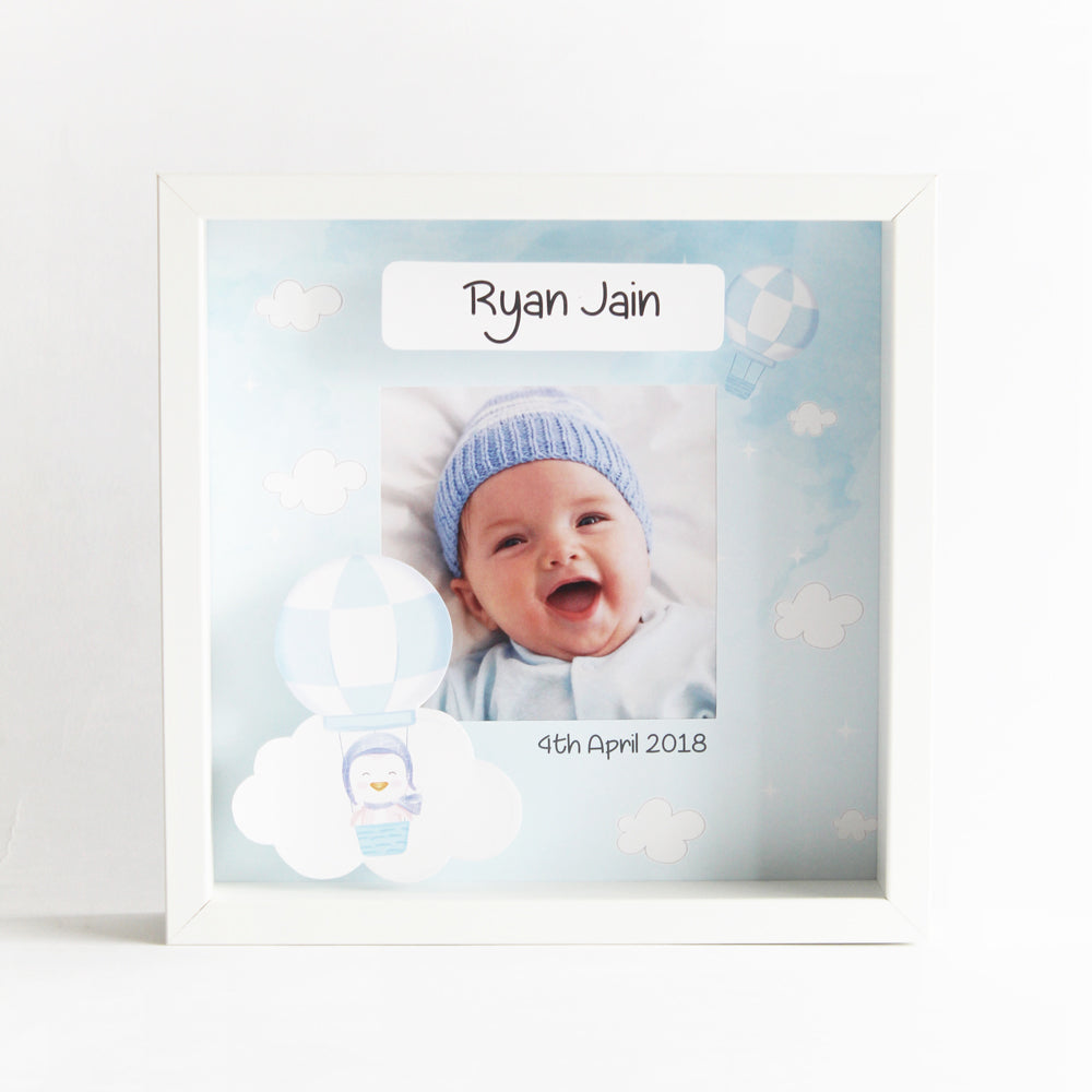 Shadow Box Frame - Hot Air Balloon - Blue/Pink