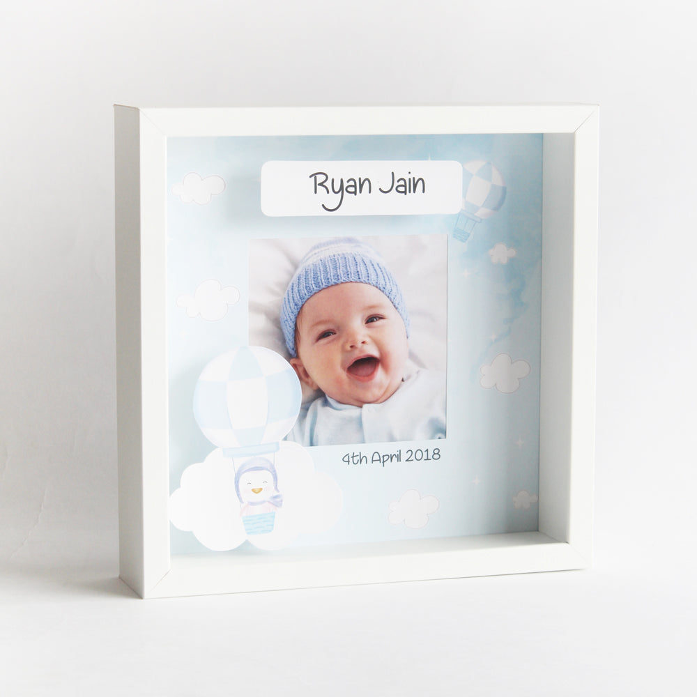 Shadow Box Frame - Hot Air Balloon - Blue/Pink