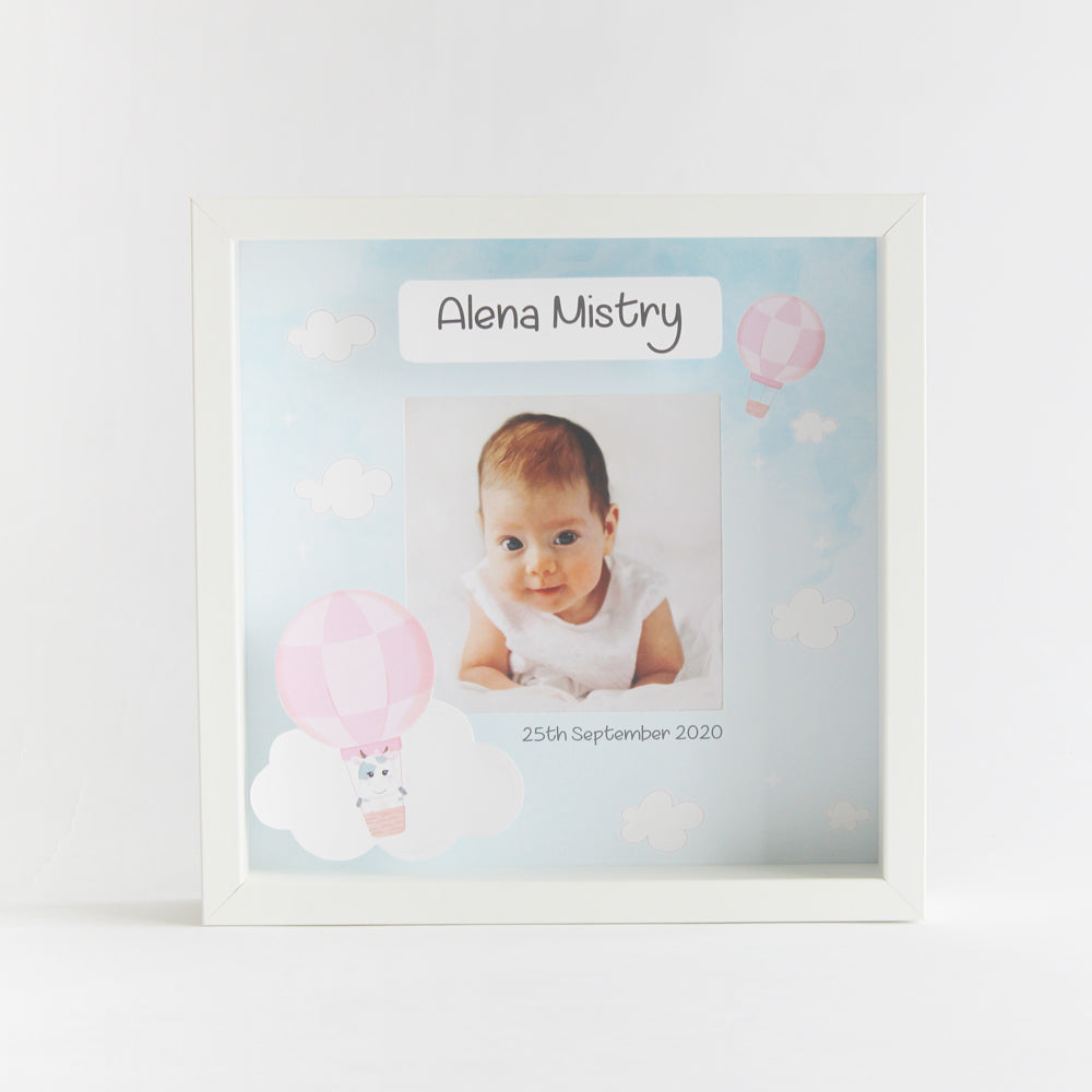 Shadow Box Frame - Hot Air Balloon - Blue/Pink