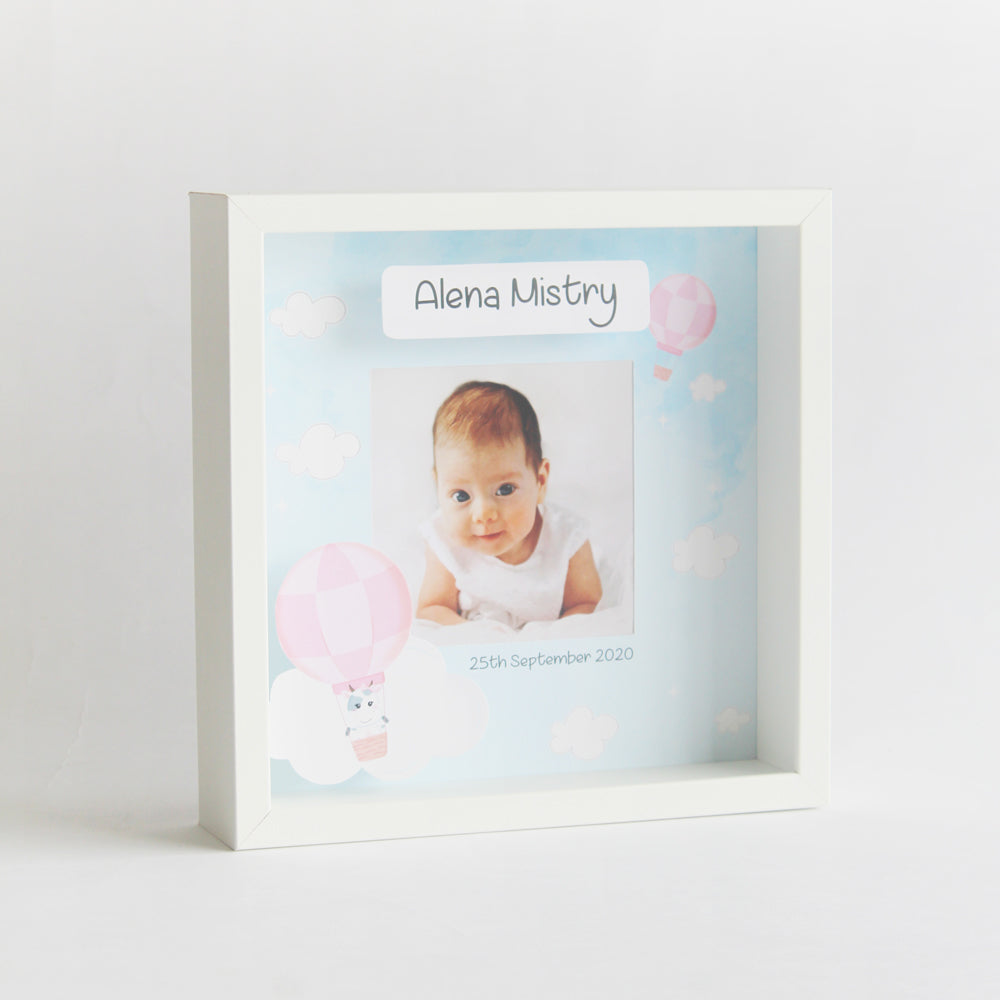 Shadow Box Frame - Hot Air Balloon - Blue/Pink