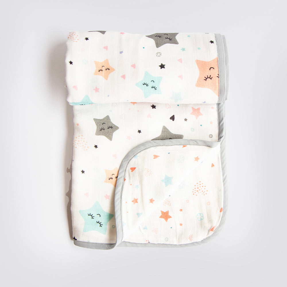 Twinkly Stars - Reversible Muslin Blanket