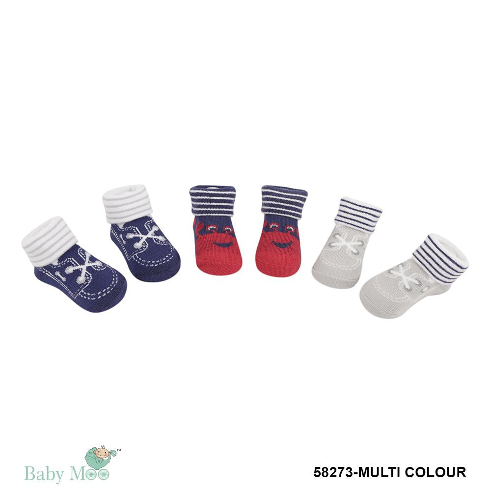 Shoelace Print Multicolour 3 Pk Socks
