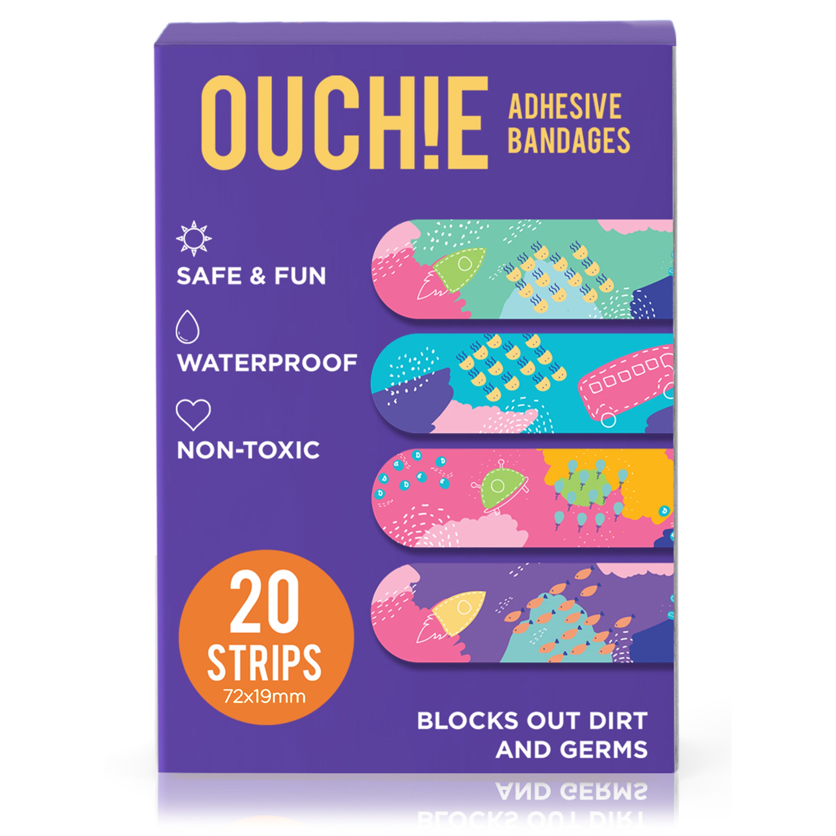 'Ouchie Kids Bandages' 20-Pack (Purple)