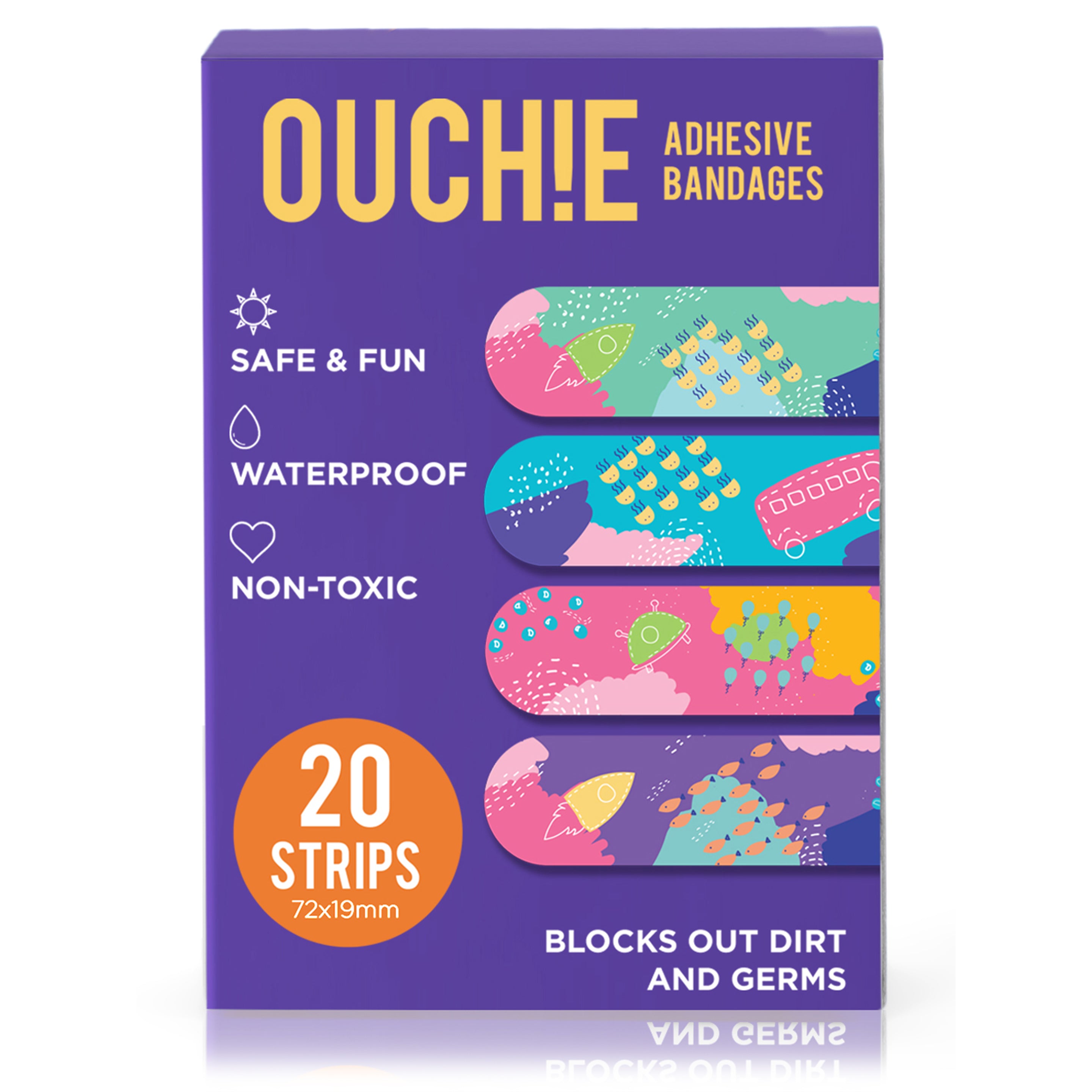 'Ouchie Kids Bandages'  20-Pack (Purple)