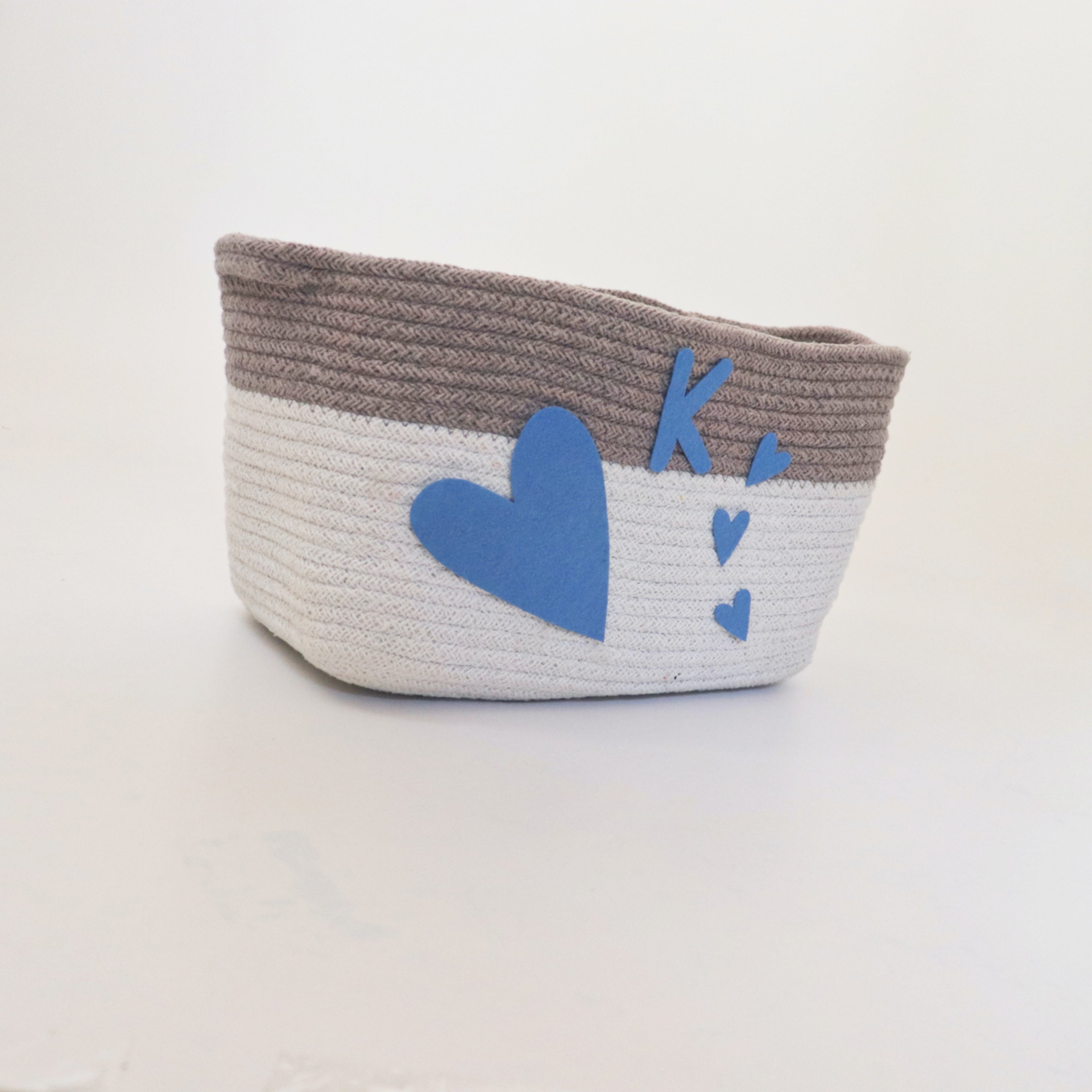 Personalised Return Gift Collection - Blue Hearts (Storage Basket & Wall Frame)